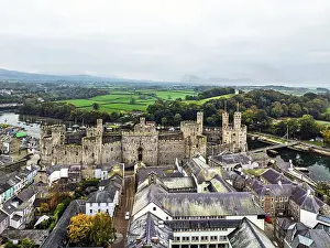 Drone Photography Wales UK Drucke: Caernarfon Castle from a drone