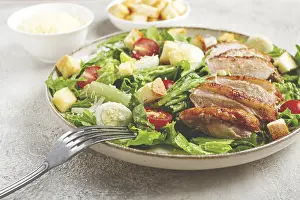Gourmet Food Drucke: Caesar salad, with duck breast