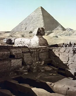 Historical Image Restoration Drucke: Cairo, Temple of the Sphinx, Egypt