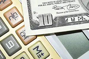 US Dollar Note Drucke: Calculator and ten dollar