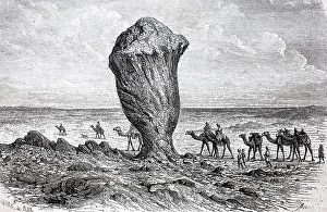 North African Geography Drucke: Camel caravan in the white desert