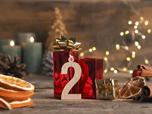 Christmas Decoration Drucke: Candle of the second Advent burns