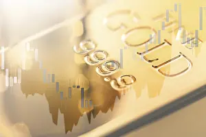 Gold Reserve Concept Image Drucke: Candlestick chart showing changes in price of gold