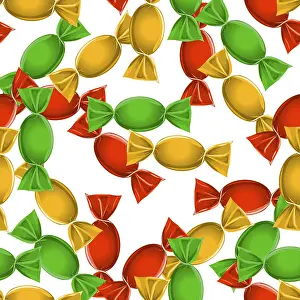 White Background Dessert Drucke: Candy seamless pattern over white