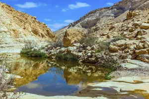 Ecological Tourism Concept Drucke: The canyon and sky are reflected in the water