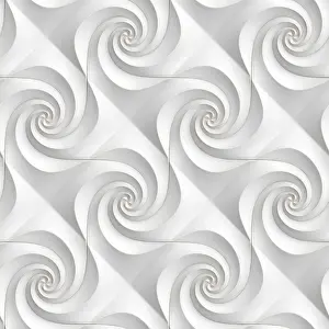 Drucke von Ein fesselndes 3D-Illustrationsbild von glatten, sich drehenden geometrischen Mustern, ideal für Hintergründe und Grafikdesigns, präsentiert in einer beruhigenden Monochromfarbpalette Minimalistische Kunstwerke Drucke: Ein fesselndes 3D-Illustration von einer nahtlosen.