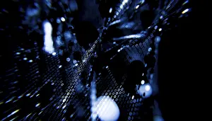 Futuristic Digital Landscape Drucke: A captivating 3D illustration showcasing a futuristic digital landscape with dynamic binary code