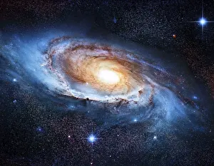 Deep Space Stars Drucke: Captivating view of a galaxy and nebula in deep space