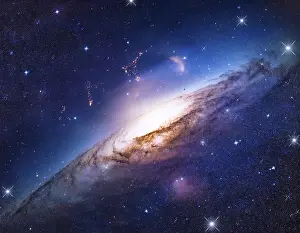 Astronomical Night Shot Drucke: Captivating view of a galaxy and nebula in deep space