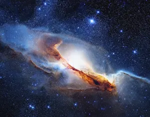 Starry Sky Astronomy Drucke: Captivating view of a galaxy and nebula in deep space