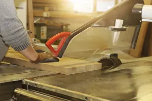 Handmade Craftsman Tools Drucke: Carpenter at work in his carpentry workshop