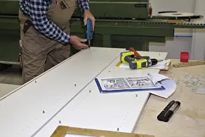 Handmade Craftsman Tools Drucke: Carpenter at work in his carpentry workshop