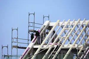 Carpentry Work On House Drucke: Carpentry work on a residential building under construction