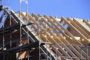 Residential Building Construction Drucke: Carpentry work on a residential building under construction