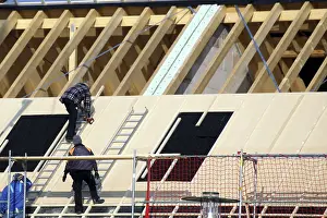 Residential Building Construction Drucke: Carpentry work on a residential building under construction