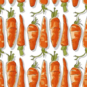 Vegan Diet Symbol Drucke: Carrots repeating pattern, editable vector template