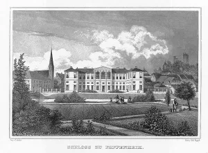 Bavarian Castle Drucke: Castle, Pappenheim, drawing by Lebschee