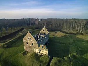 Aerial View Of Castle Drucke: Castle ruins