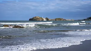 New Zealand Ocean Views Drucke: Castlepoint Beach and Castlepoint Lighthouse