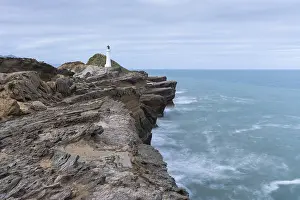 Blurred Motion Effect Drucke: Castlepoint lighthouse on a rock