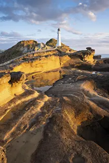 Rocky Shore Landscape Drucke: Castlepoint lighthouse on a rock