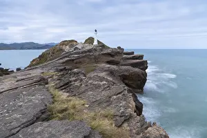 Long Exposure Images Drucke: Castlepoint lighthouse on a rock