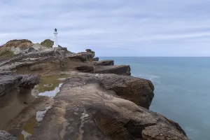 Motion Blur Coastal Scene Drucke: Castlepoint lighthouse on a rock