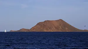 Fuerteventura Spain Drucke: Catamaran sideways of Los Lobos