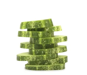 White Background Studio Drucke: Stack of sliced fresh cucumbers