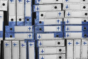 Finnish National Symbol Drucke: Finland Flag Colors Folder Stack