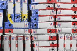 Empty Banner Design Drucke: Malaysia Flag Colors Folder Stack