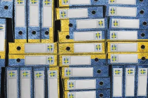 Scandinavian Flag Design Drucke: Sweden Flag Colors Folder Stack