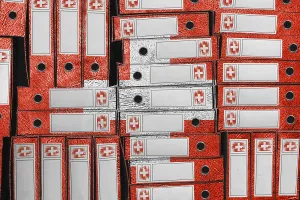 Central Europe Politics Drucke: Switzerland Flag Colors Folder Stack