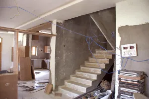 Construction Site Entrance Drucke: Steps in under construction structure