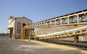 Excavator Machinery Drucke: Mining elevators are seen in a gold mine processing plant