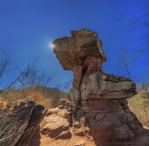Palatinate Forest Scenery Drucke: Devil's table in backlight