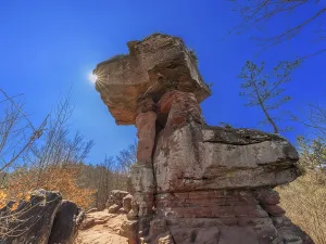 Palatinate Forest Scenery Drucke: Devil's table in backlight