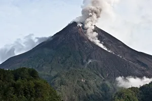 Southeast Asia Volcanic Landscapes Drucke: Merapi Volcano, Java, Indonesia
