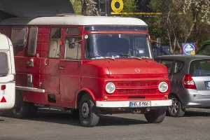 Vintage Fire Engine Drucke: Oldtimer Opel Blitz 300, former fire engine