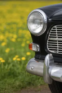 Volvo Amazon Drucke: Front round front light and front section with chrome bumper