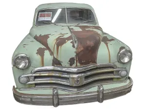 Deserted Classic Car Drucke: Rusty oldtimer with white backround