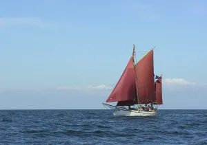 Deserted Sailboat On Water Drucke: Sailboat