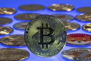 Digital Currency Symbolism Drucke: Bitcoin and various cryptocurrencies