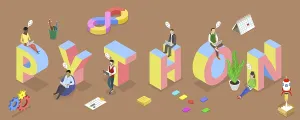 Modern Technology Symbol Drucke: 3D Isometric Flat Illustration of Python