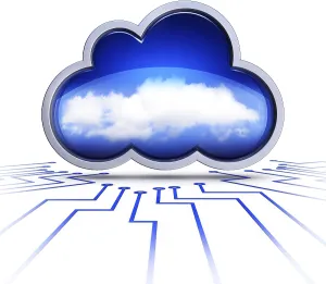 Digital Rendering Drucke: Rendering of a cloud computing concept