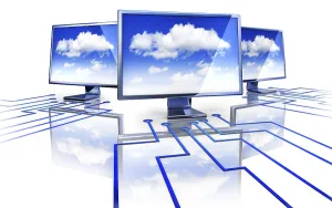 Digital Rendering Technology Drucke: Rendering of a cloud computing concept