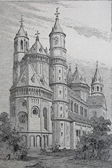 Worms Cathedral Drucke: The Cathedral at Worms in 1865