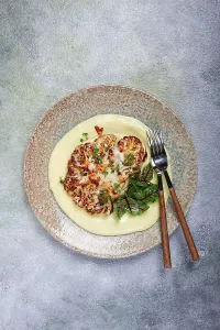 Mashed Potatoes Recipe Drucke: Cauliflower steak, with mashed potatoes