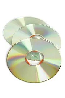 Plain Colored Background Drucke: Three cd on a white background