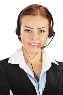 Call Centre Employee Drucke: Call center operator isolated on white